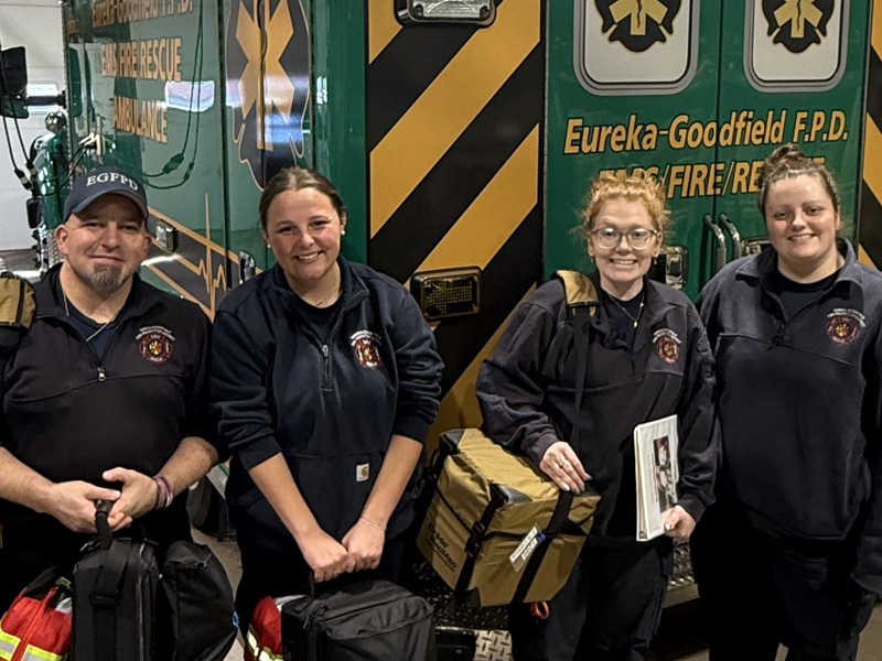 Mark Cornell, Expanded-Scope Paramedic; Kaylie Wettstein, EMT; AJ Lesher, Expanded-Scope Paramedic; Hanna Gerber, Expanded-Scope Paramedic